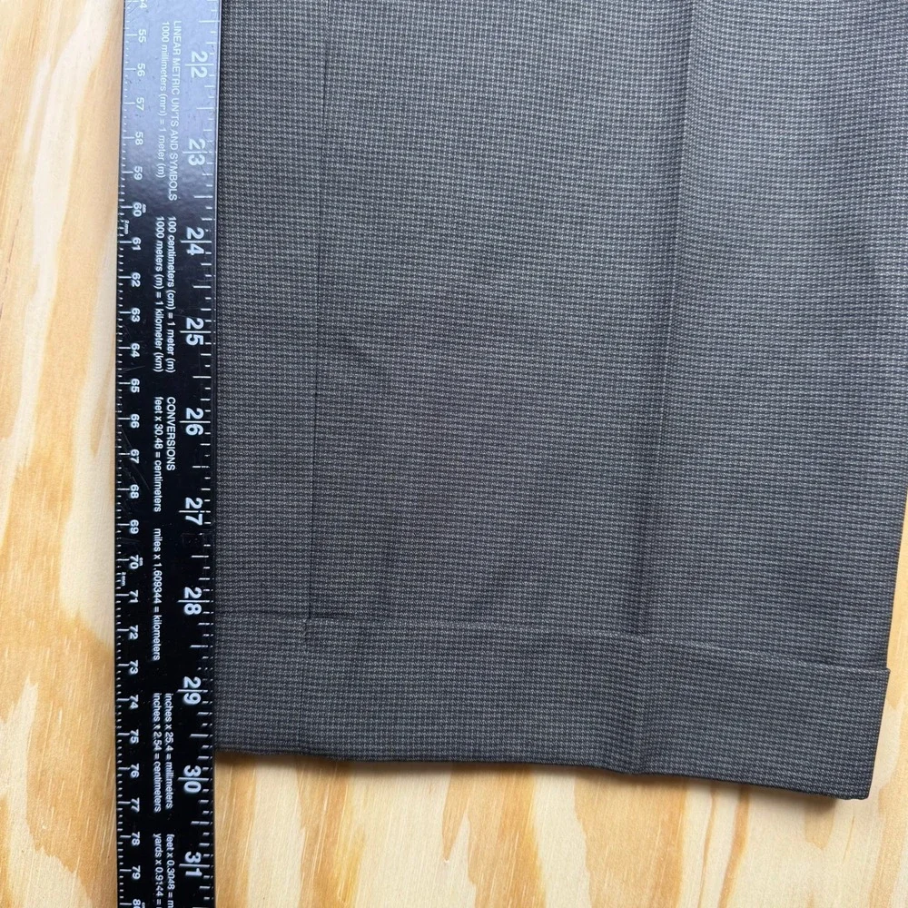 Ralph Lauren Mens Pleated Dress Pants Brown Micro Houndstooth Cuffed 34x30